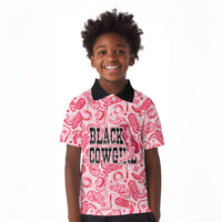 Black Cowgirl Kid Polo Shirt Boots And Bling - Pink Leopard Western Diva Melanin