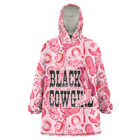 Black Cowgirl Kid Wearable Blanket Hoodie Boots And Bling - Pink Leopard Western Diva Melanin