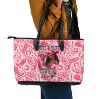 Black Cowgirl Leather Tote Bag Boots And Bling - Pink Leopard Western Diva Melanin