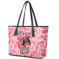 Black Cowgirl Leather Tote Bag Boots And Bling - Pink Leopard Western Diva Melanin