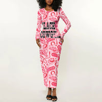 Black Cowgirl Long Sleeve Bodycon Dress Boots And Bling - Pink Leopard Western Diva Melanin