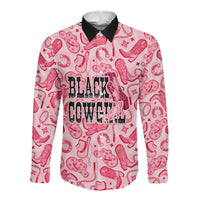 Black Cowgirl Long Sleeve Button Shirt Boots And Bling - Pink Leopard Western Diva Melanin