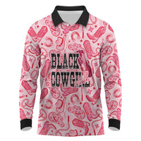 Black Cowgirl Long Sleeve Polo Shirt Boots And Bling - Pink Leopard Western Diva Melanin