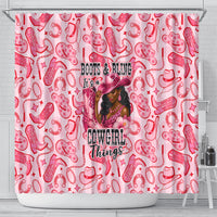 Black Cowgirl Shower Curtain Boots And Bling - Pink Leopard Western Diva Melanin