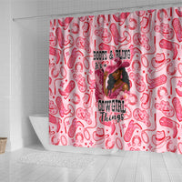 Black Cowgirl Shower Curtain Boots And Bling - Pink Leopard Western Diva Melanin