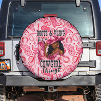 Black Cowgirl Spare Tire Cover Boots And Bling - Pink Leopard Western Diva Melanin