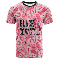 Black Cowgirl T shirt Boots And Bling - Pink Leopard Western Diva Melanin