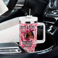Black Cowgirl Tumbler With Handle Boots And Bling - Pink Leopard Western Diva Melanin