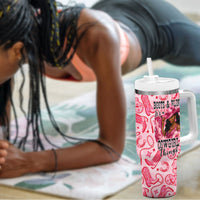 Black Cowgirl Tumbler With Handle Boots And Bling - Pink Leopard Western Diva Melanin