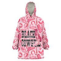 Black Cowgirl Wearable Blanket Hoodie Boots And Bling - Pink Leopard Western Diva Melanin