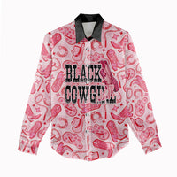 Black Cowgirl Women Casual Shirt Boots And Bling - Pink Leopard Western Diva Melanin