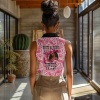 Black Cowgirl Women Sleeveless Polo Shirt Boots And Bling - Pink Leopard Western Diva Melanin
