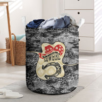 Black Cowgirl Lasso Horseshoe Laundry Basket Vintage Retro Leopard Animal