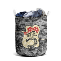 Black Cowgirl Lasso Horseshoe Laundry Basket Vintage Retro Leopard Animal