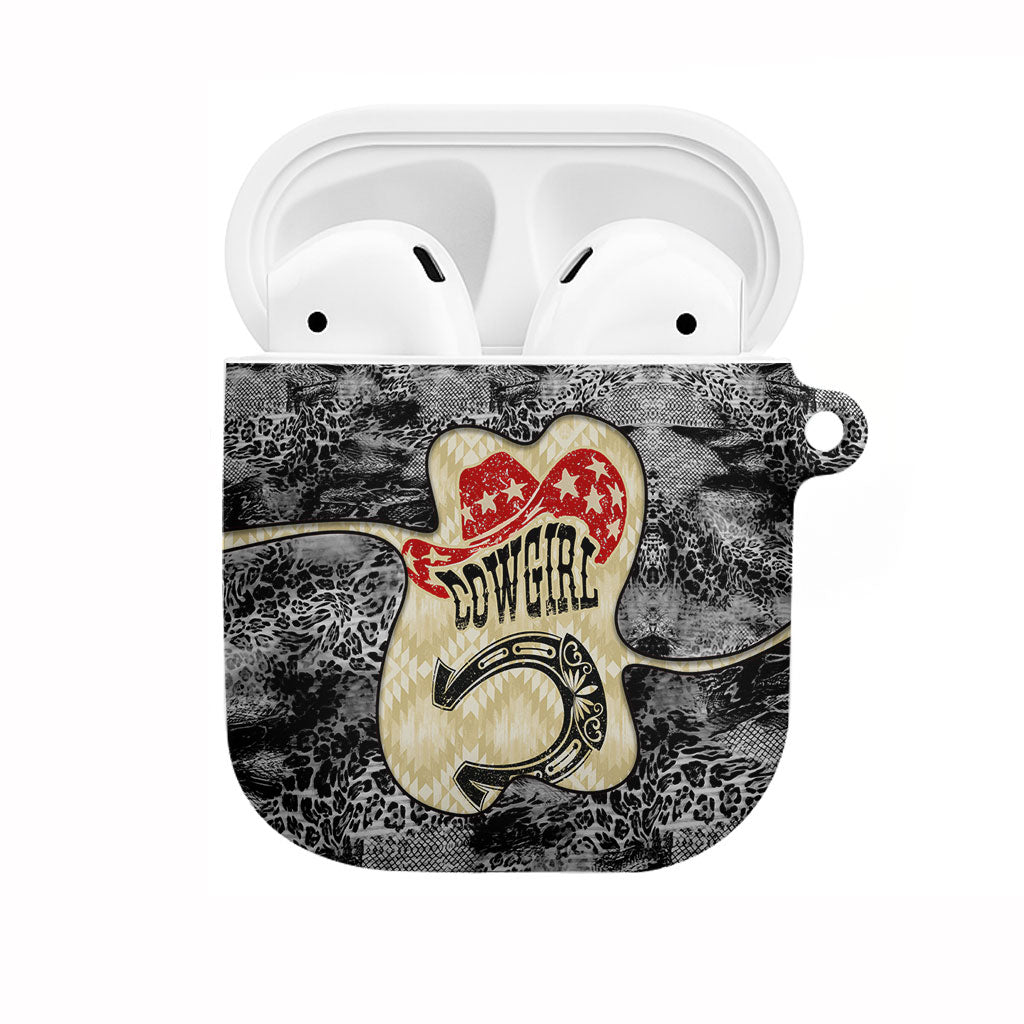 Black Cowgirl Lasso Horseshoe AirPods Case Vintage Retro Leopard Animal