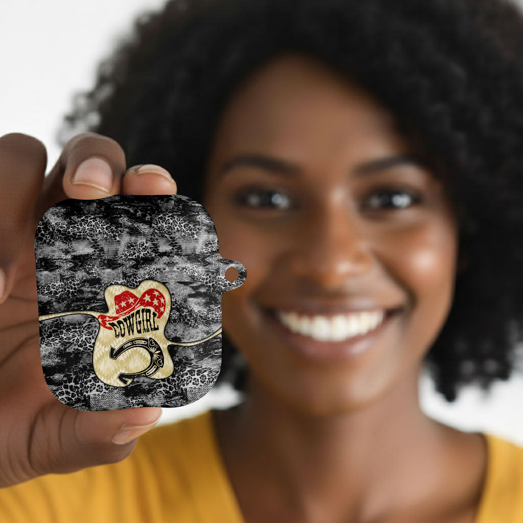 Black Cowgirl Lasso Horseshoe AirPods Case Vintage Retro Leopard Animal