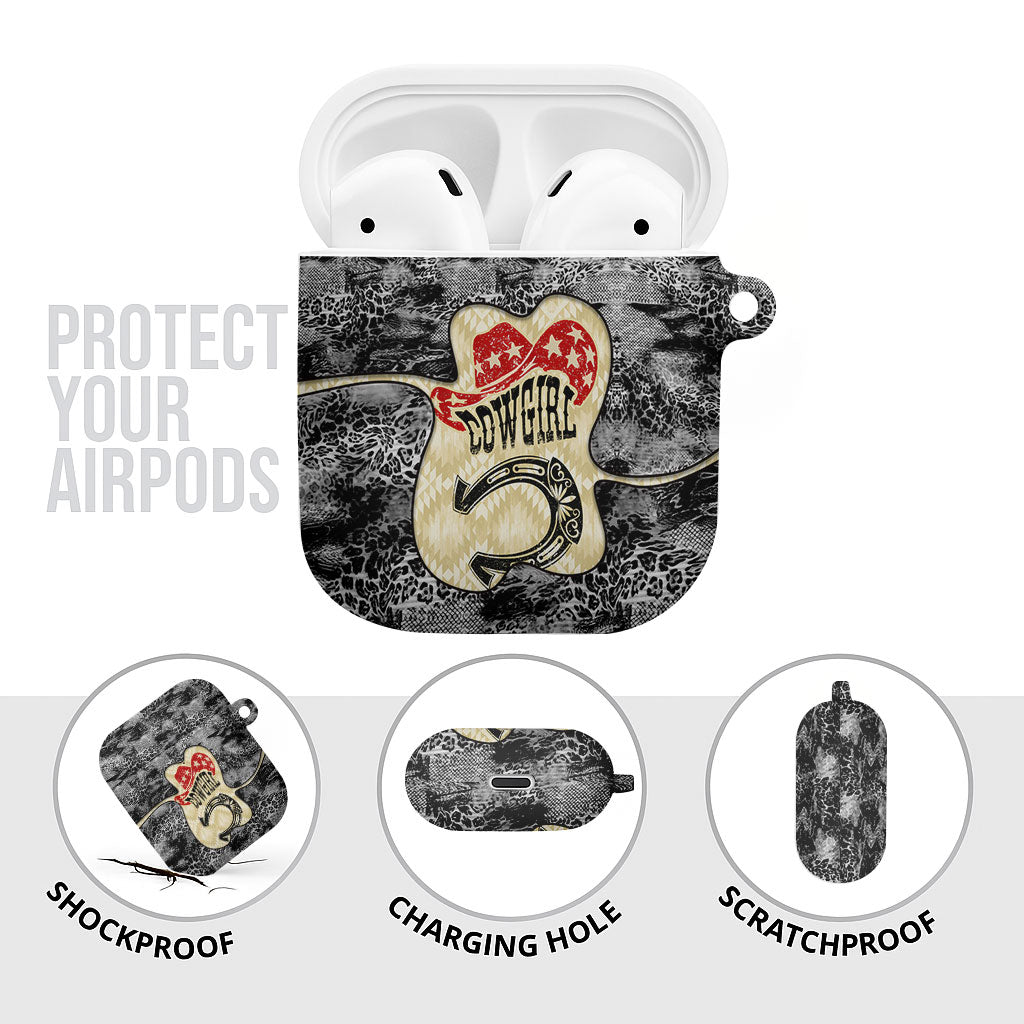 Black Cowgirl Lasso Horseshoe AirPods Case Vintage Retro Leopard Animal