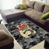 Black Cowgirl Lasso Horseshoe Area Rug Vintage Retro Leopard Animal