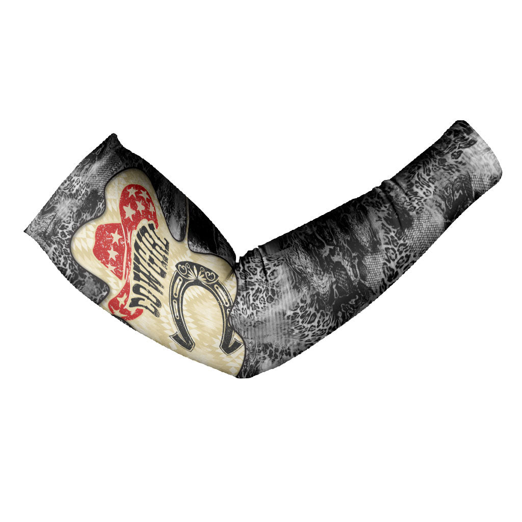Black Cowgirl Lasso Horseshoe Arm Sleeves Vintage Retro Leopard Animal