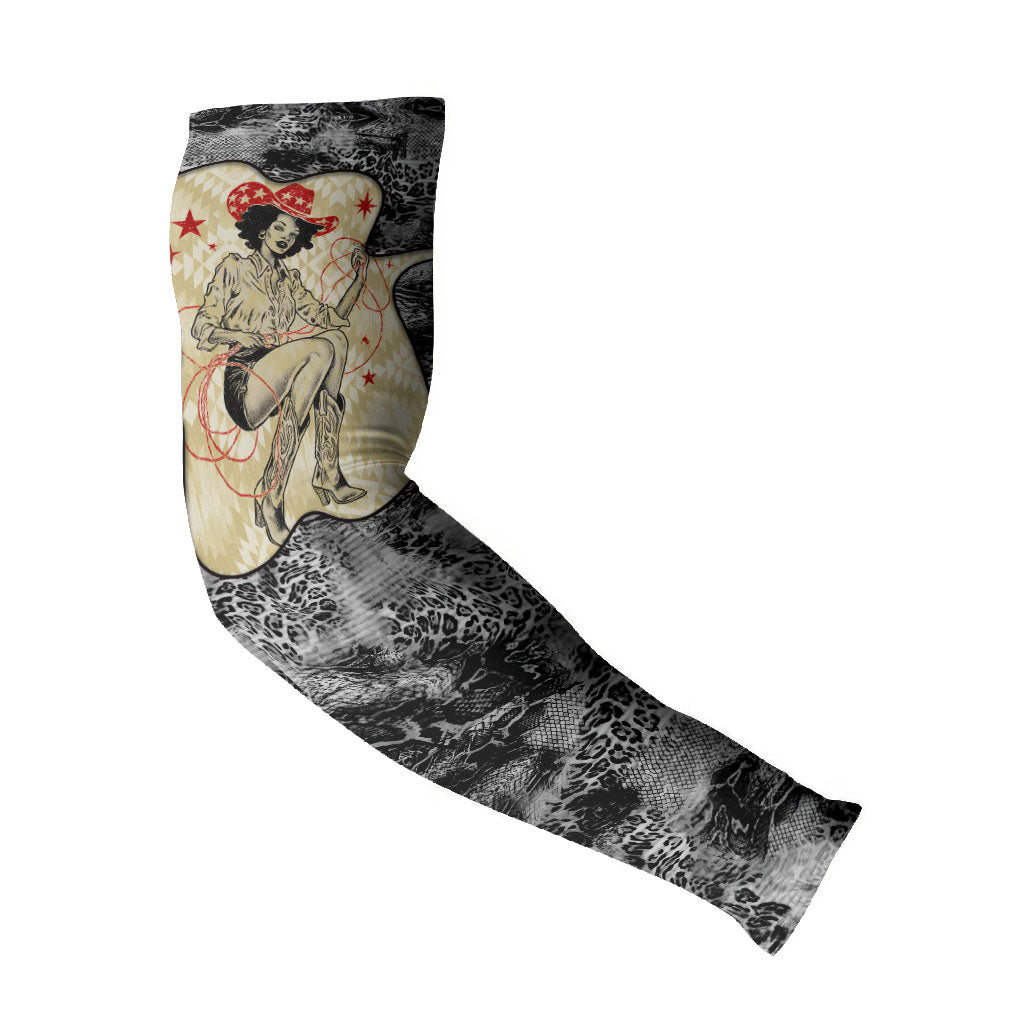 Black Cowgirl Lasso Horseshoe Arm Sleeves Vintage Retro Leopard Animal