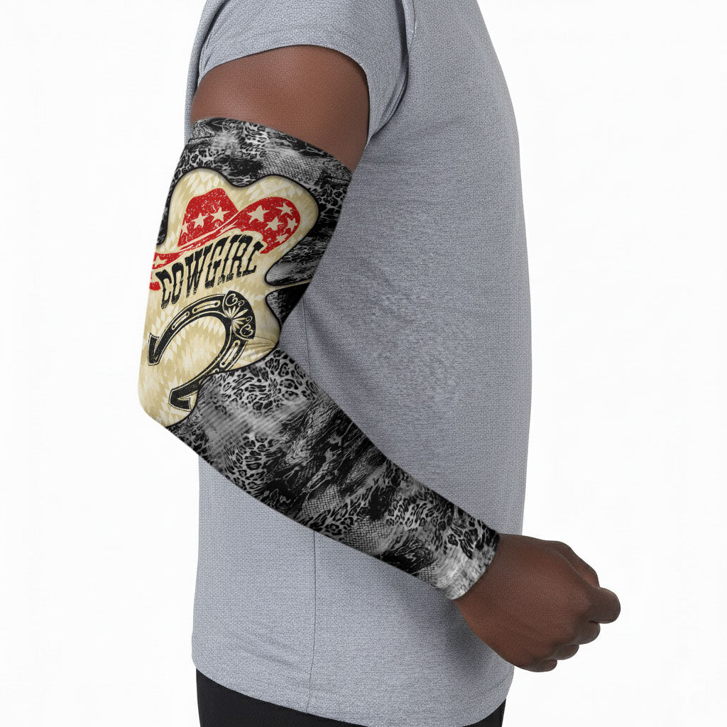 Black Cowgirl Lasso Horseshoe Arm Sleeves Vintage Retro Leopard Animal