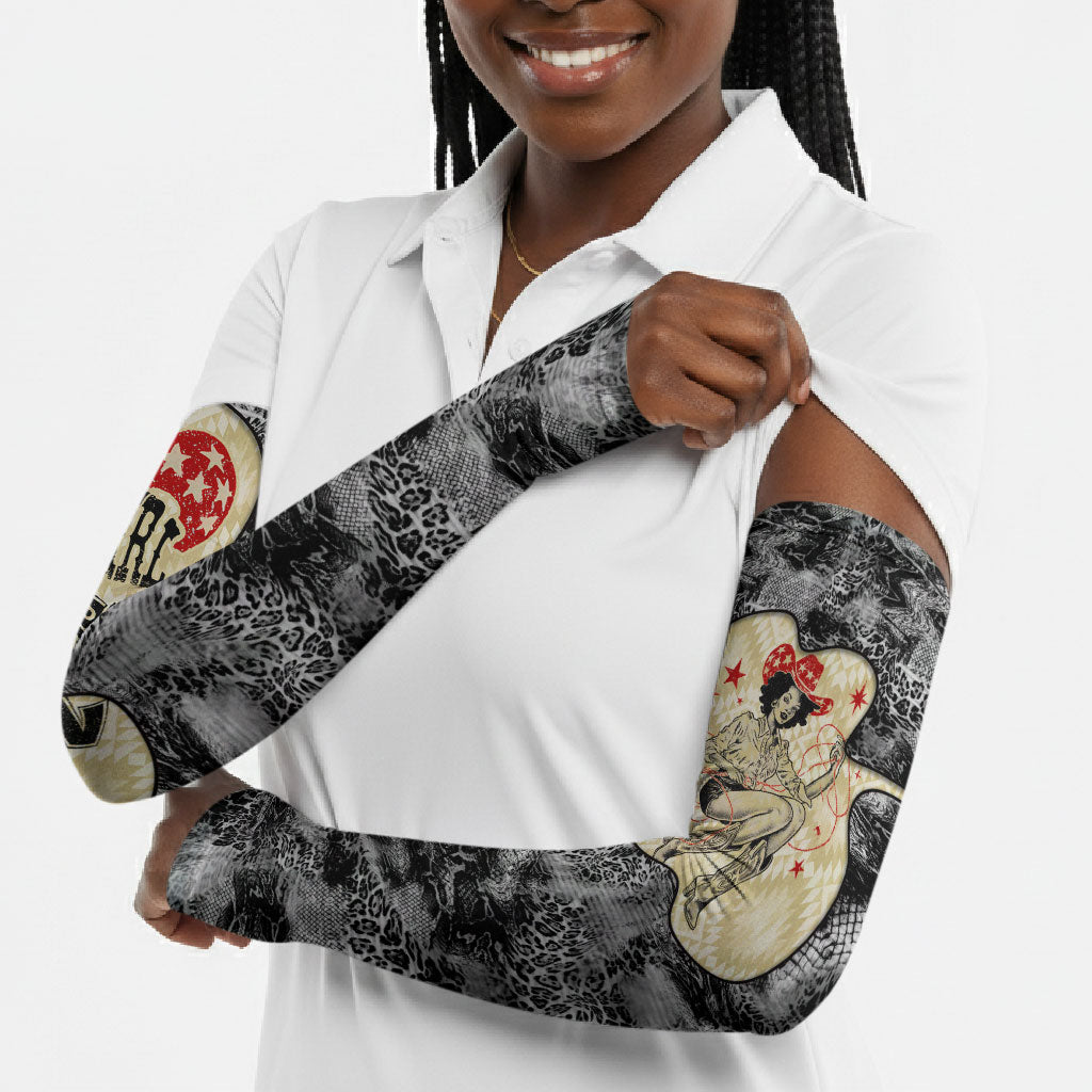 Black Cowgirl Lasso Horseshoe Arm Sleeves Vintage Retro Leopard Animal