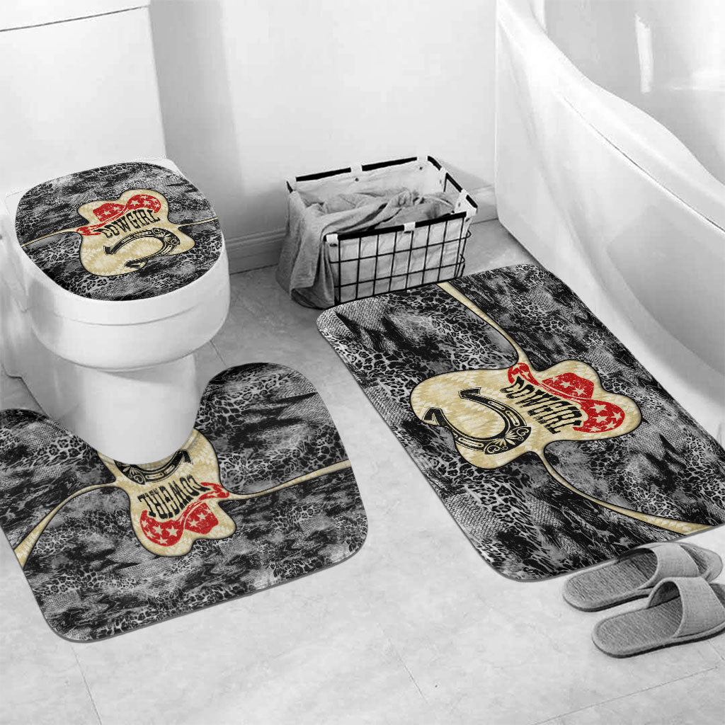 Black Cowgirl Lasso Horseshoe Bathroom Set Vintage Retro Leopard Animal