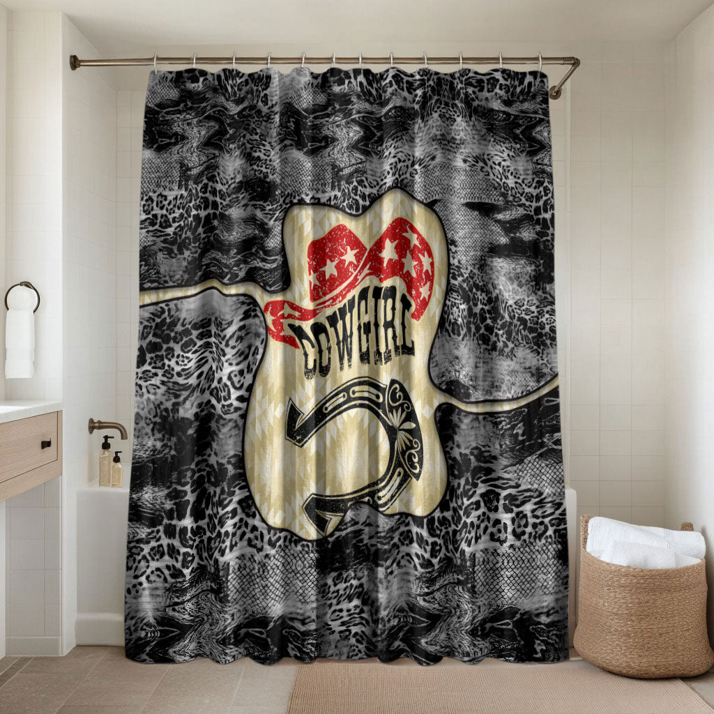 Black Cowgirl Lasso Horseshoe Bathroom Set Vintage Retro Leopard Animal