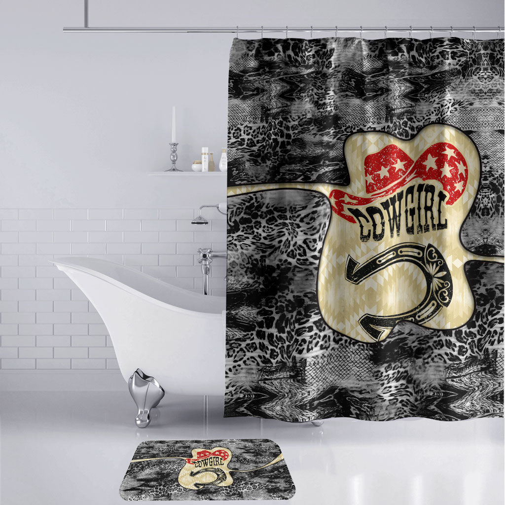 Black Cowgirl Lasso Horseshoe Bathroom Set Vintage Retro Leopard Animal