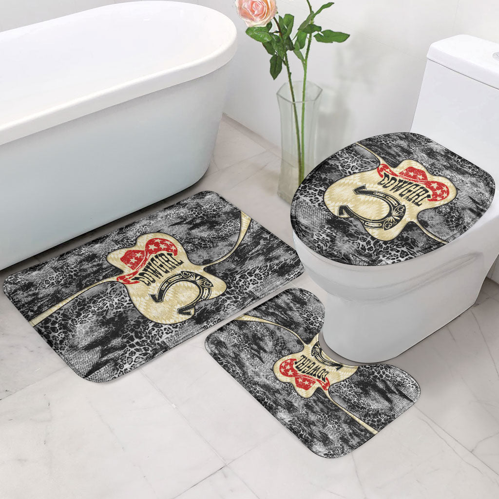 Black Cowgirl Lasso Horseshoe Bathroom Set Vintage Retro Leopard Animal