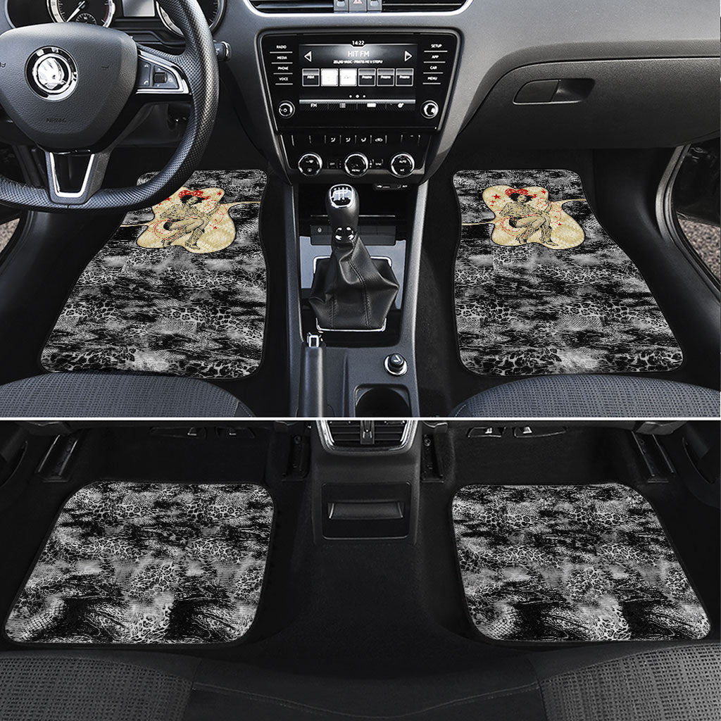 Black Cowgirl Lasso Horseshoe Car Mats Vintage Retro Leopard Animal