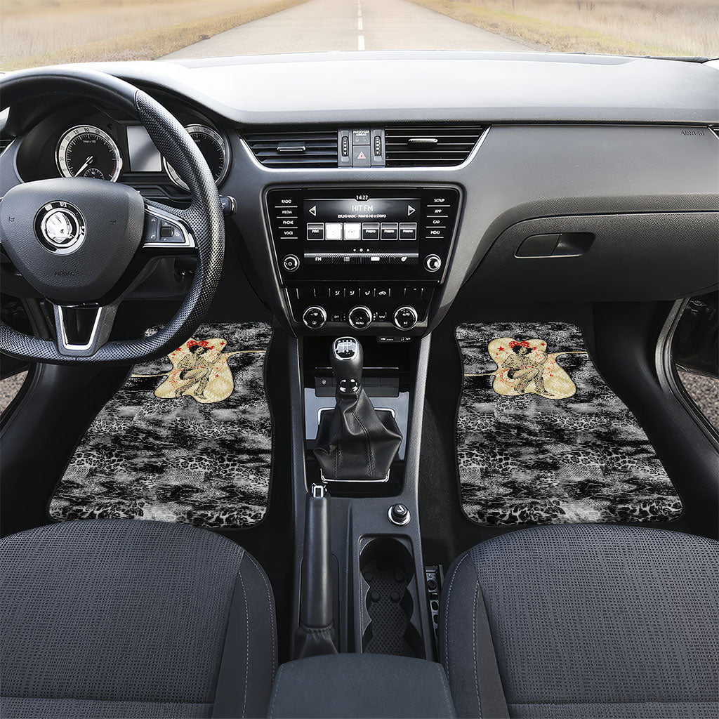 Black Cowgirl Lasso Horseshoe Car Mats Vintage Retro Leopard Animal