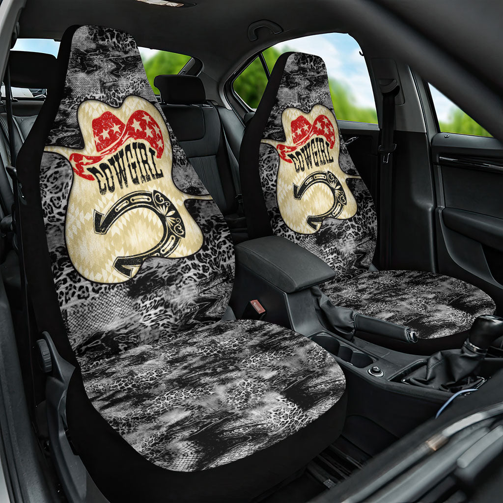 Black Cowgirl Lasso Horseshoe Car Seat Cover Vintage Retro Leopard Animal