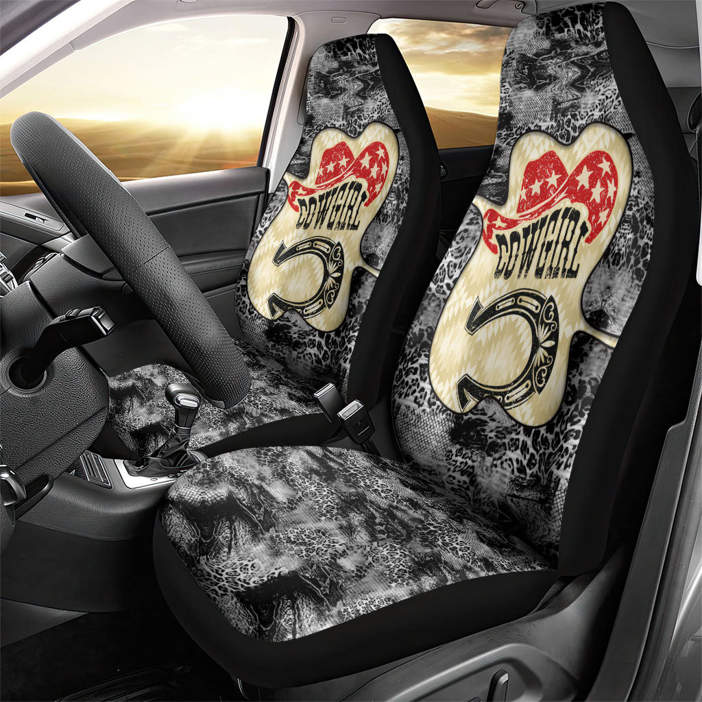Black Cowgirl Lasso Horseshoe Car Seat Cover Vintage Retro Leopard Animal
