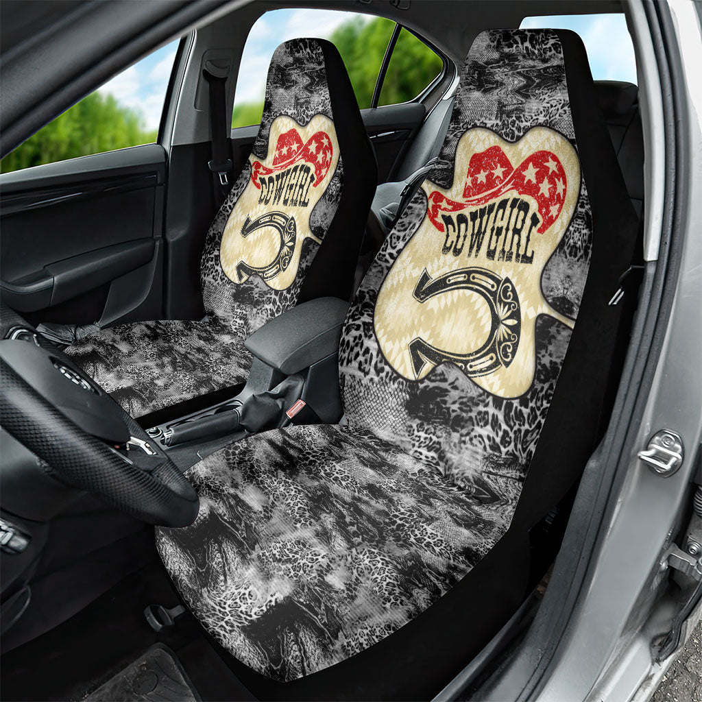Black Cowgirl Lasso Horseshoe Car Seat Cover Vintage Retro Leopard Animal