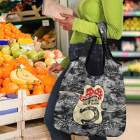 Black Cowgirl Lasso Horseshoe Grocery Bag Vintage Retro Leopard Animal