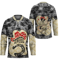 Black Cowgirl Lasso Horseshoe Hockey Jersey Vintage Retro Leopard Animal