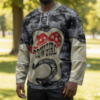 Black Cowgirl Lasso Horseshoe Hockey Jersey Vintage Retro Leopard Animal