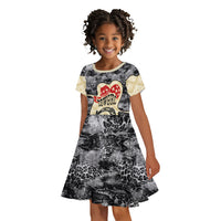 Black Cowgirl Lasso Horseshoe Kid Short Sleeve Dress Vintage Retro Leopard Animal