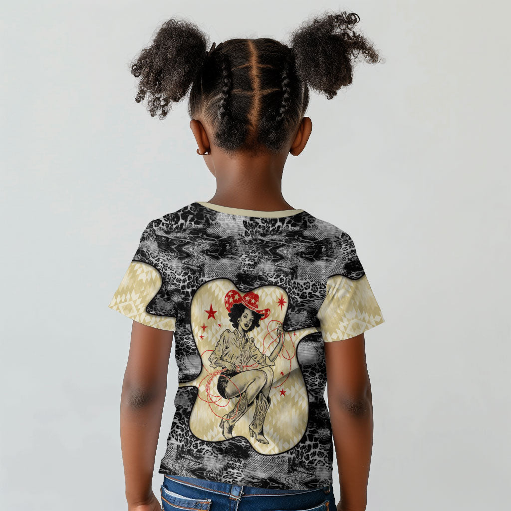 Black Cowgirl Lasso Horseshoe Kid T shirt Vintage Retro Leopard Animal