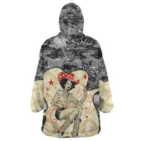 Black Cowgirl Lasso Horseshoe Kid Wearable Blanket Hoodie Vintage Retro Leopard Animal