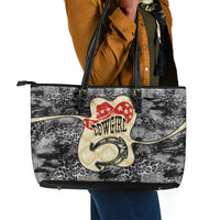Black Cowgirl Lasso Horseshoe Leather Tote Bag Vintage Retro Leopard Animal
