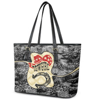 Black Cowgirl Lasso Horseshoe Leather Tote Bag Vintage Retro Leopard Animal