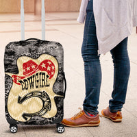Black Cowgirl Lasso Horseshoe Luggage Cover Vintage Retro Leopard Animal