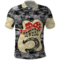 Black Cowgirl Lasso Horseshoe Polo Shirt Vintage Retro Leopard Animal