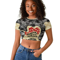 Black Cowgirl Lasso Horseshoe Raglan Cropped T shirt Vintage Retro Leopard Animal