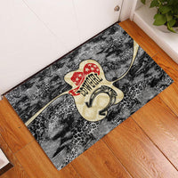 Black Cowgirl Lasso Horseshoe Rubber Doormat Vintage Retro Leopard Animal