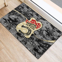 Black Cowgirl Lasso Horseshoe Rubber Doormat Vintage Retro Leopard Animal
