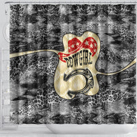 Black Cowgirl Lasso Horseshoe Shower Curtain Vintage Retro Leopard Animal