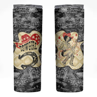 Black Cowgirl Lasso Horseshoe Skinny Tumbler Vintage Retro Leopard Animal